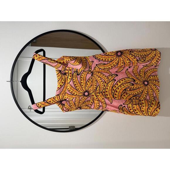 FARM Rio Banana Pitta Dress Women’s Medium – Pink Multi Linen Button Down Mini - Picture 5 of 8